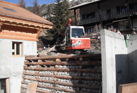 Travaux d'enrochement pelle araignée